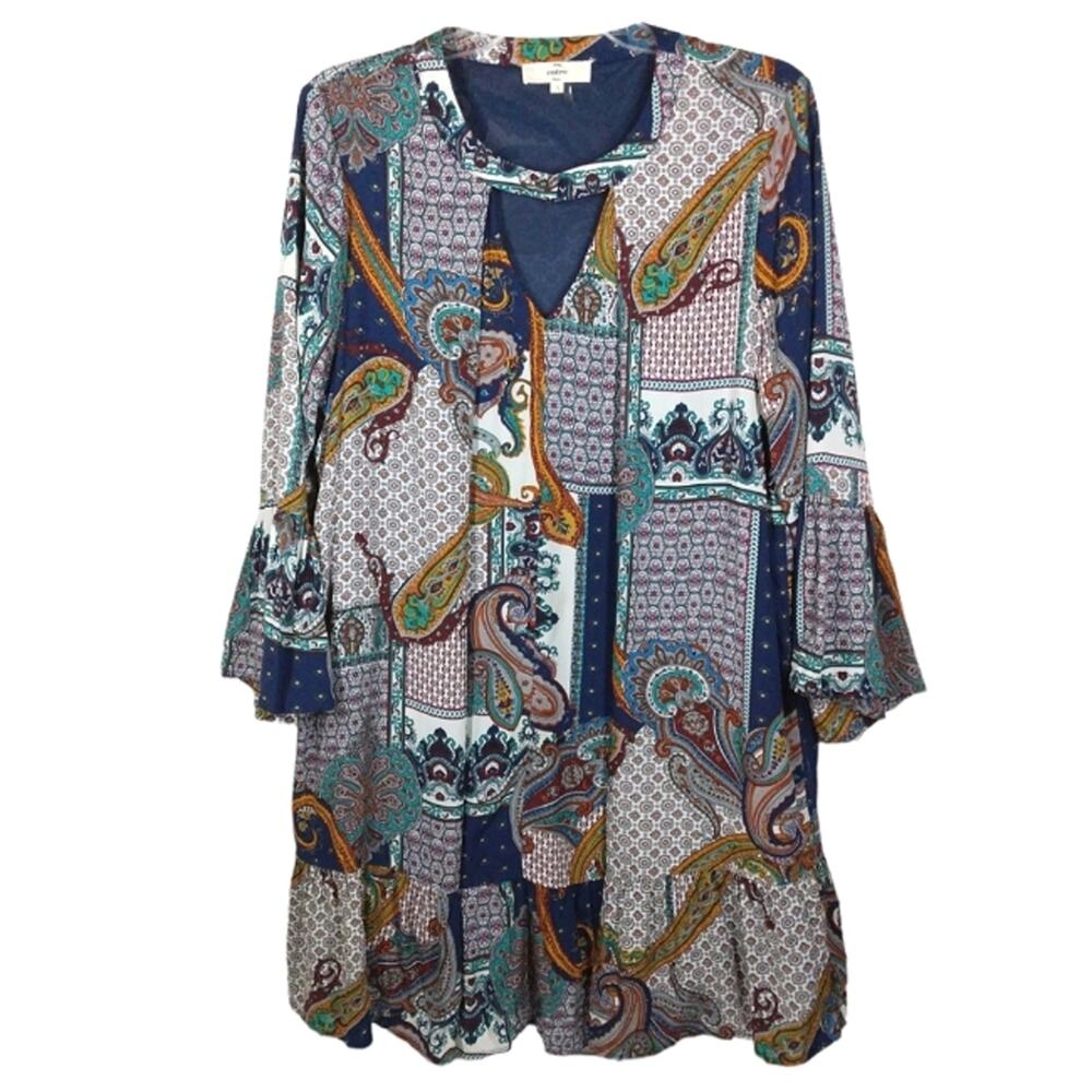Entro Paisley Patchwork Long Sleeve Dress size Large
